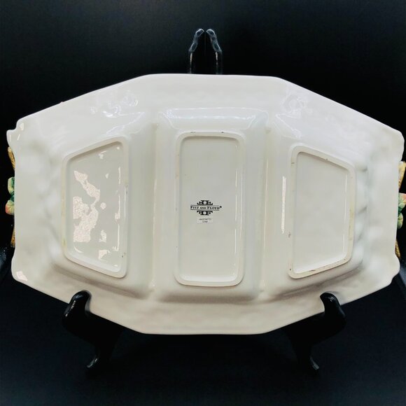 90s Fitz and Floyd Snowy Woods Hostess Serving Tray Christmas Divided Charger - Picture 5 of 11